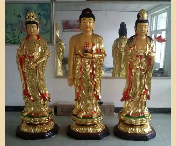 銅佛像－西方三圣銅雕