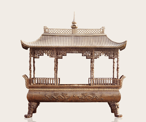 祠堂八龍柱香爐/銅香爐